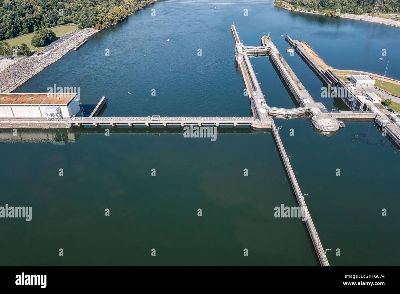 Hydroelectric Dam and Lock on the Tennessee River on Nickajack Lake