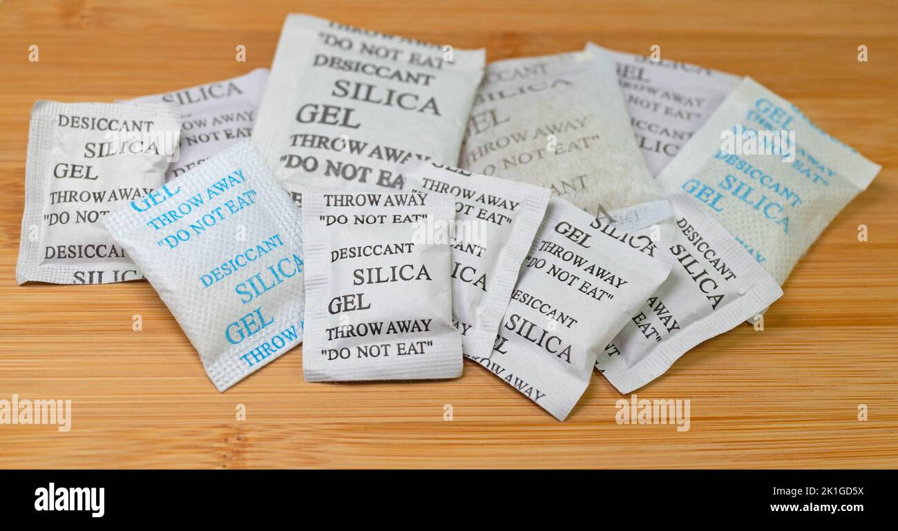 Silica gel, many desiccant bags Stock Photo