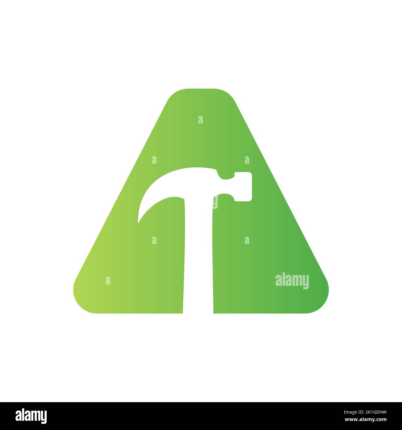 Letter A Hammer Logo Concept For Construction, Woodworking Company