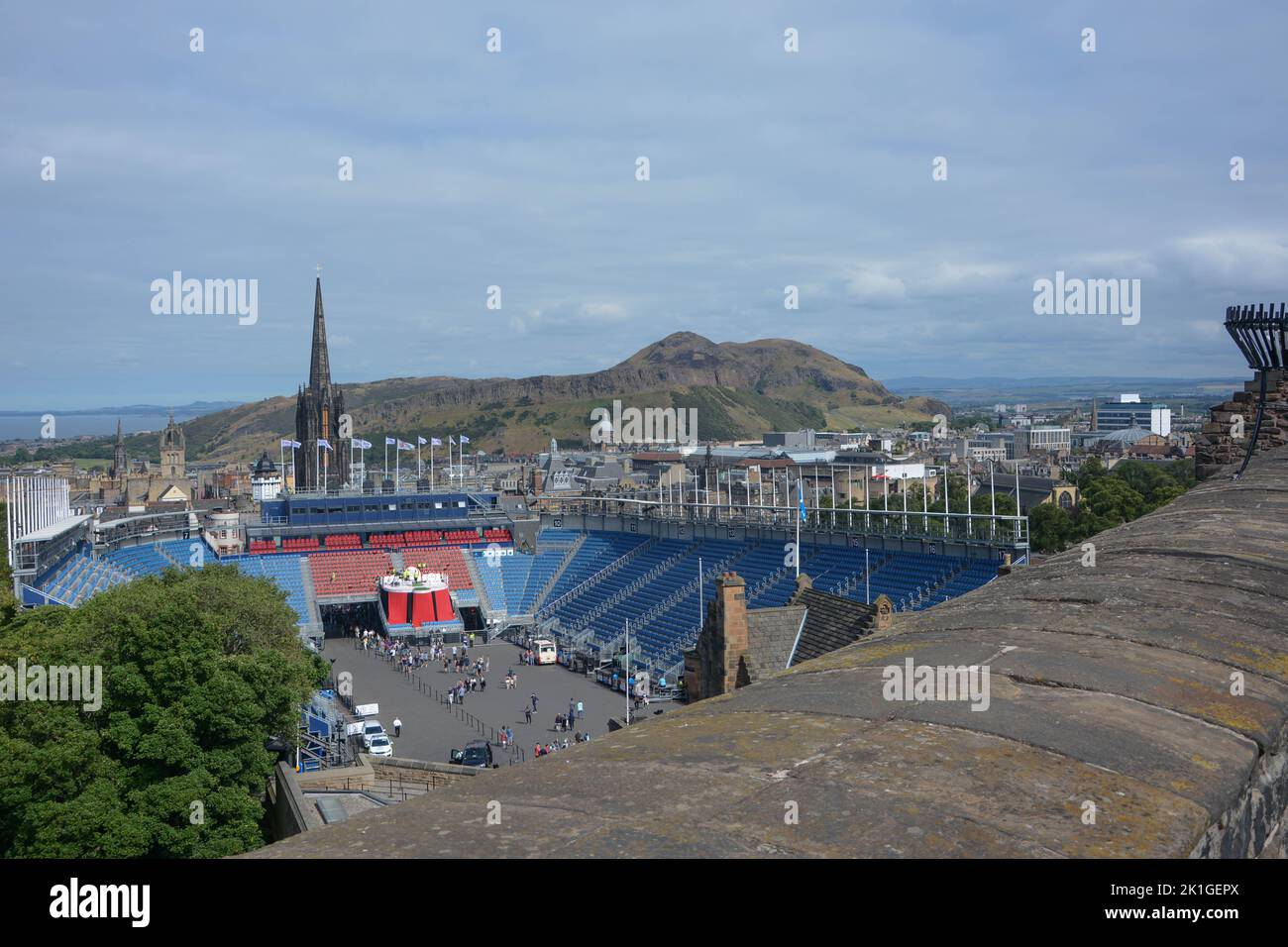 Stadium in front of the Edinburgh castle for historical events Stock