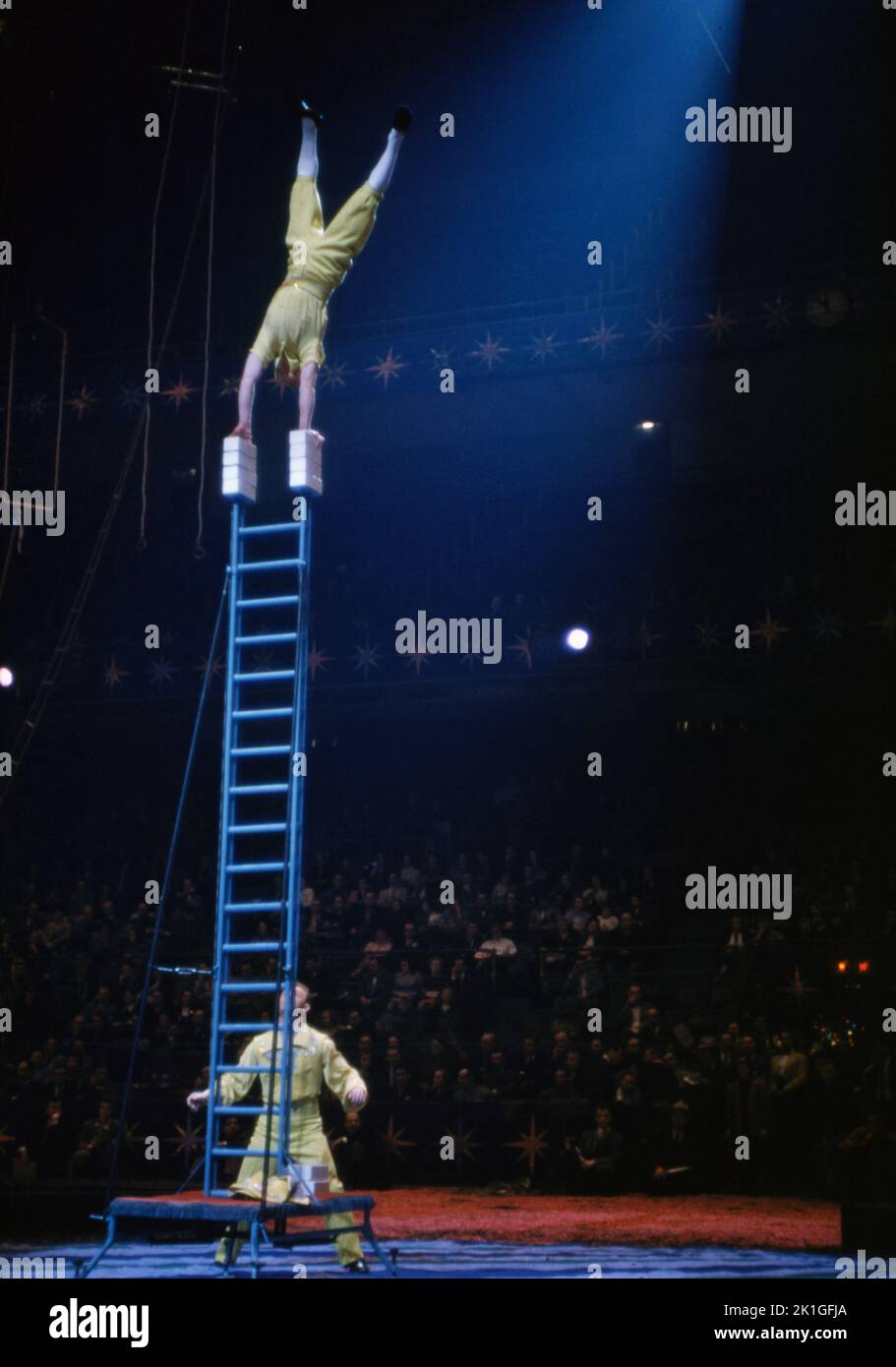 Hand Balancer at Ringling Brothers Barnum and Bailey Circus, 1954 Stock Photo