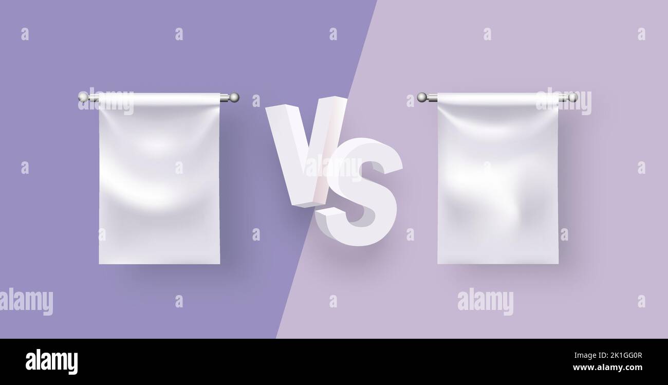 VS screen. Versus sign on divided background. Decorative battle cover