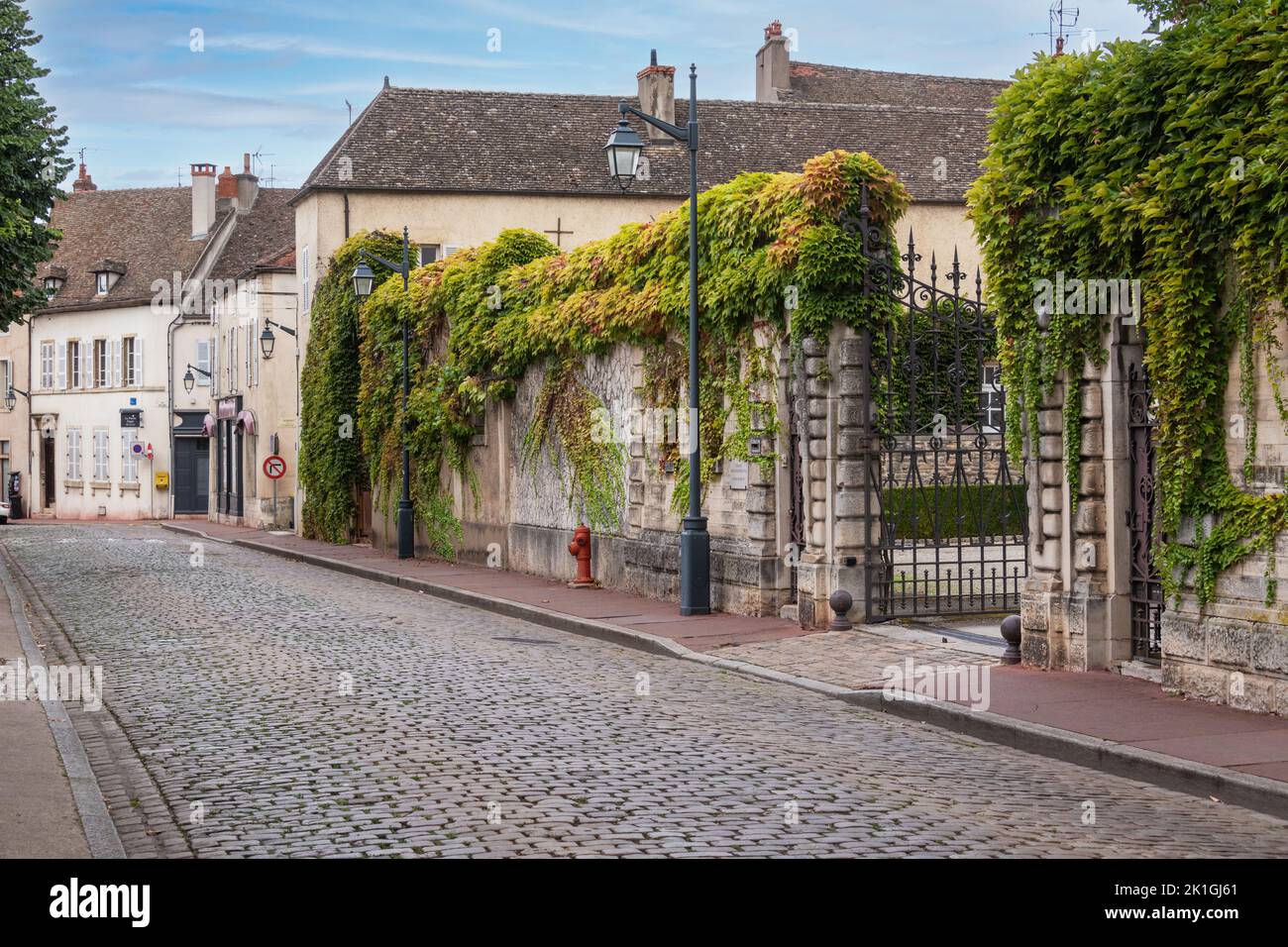Rue du Chateau in Beaune, Burgundy, France. Stock Photo