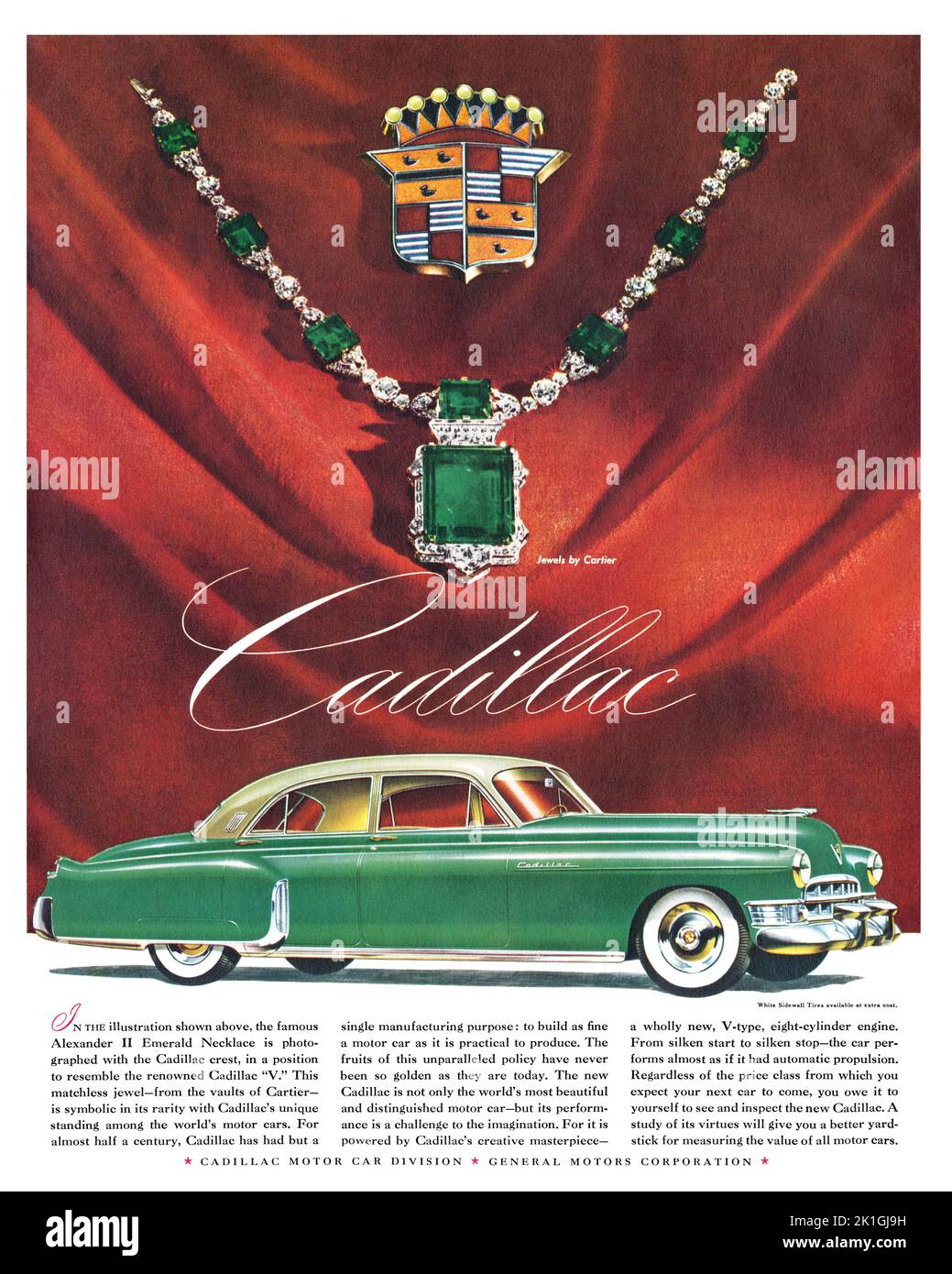 1949 U.S. advertisement for Cadillac automobiles. Stock Photo