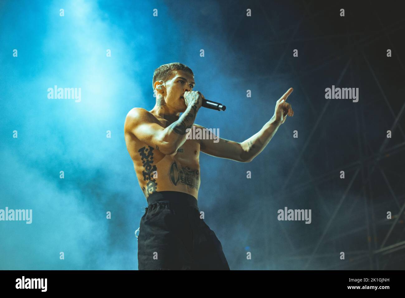 17/09/2022 - Italian rapper BLANCO performing live at Ippodromo SNAI in Milan, Italy. Stock Photo