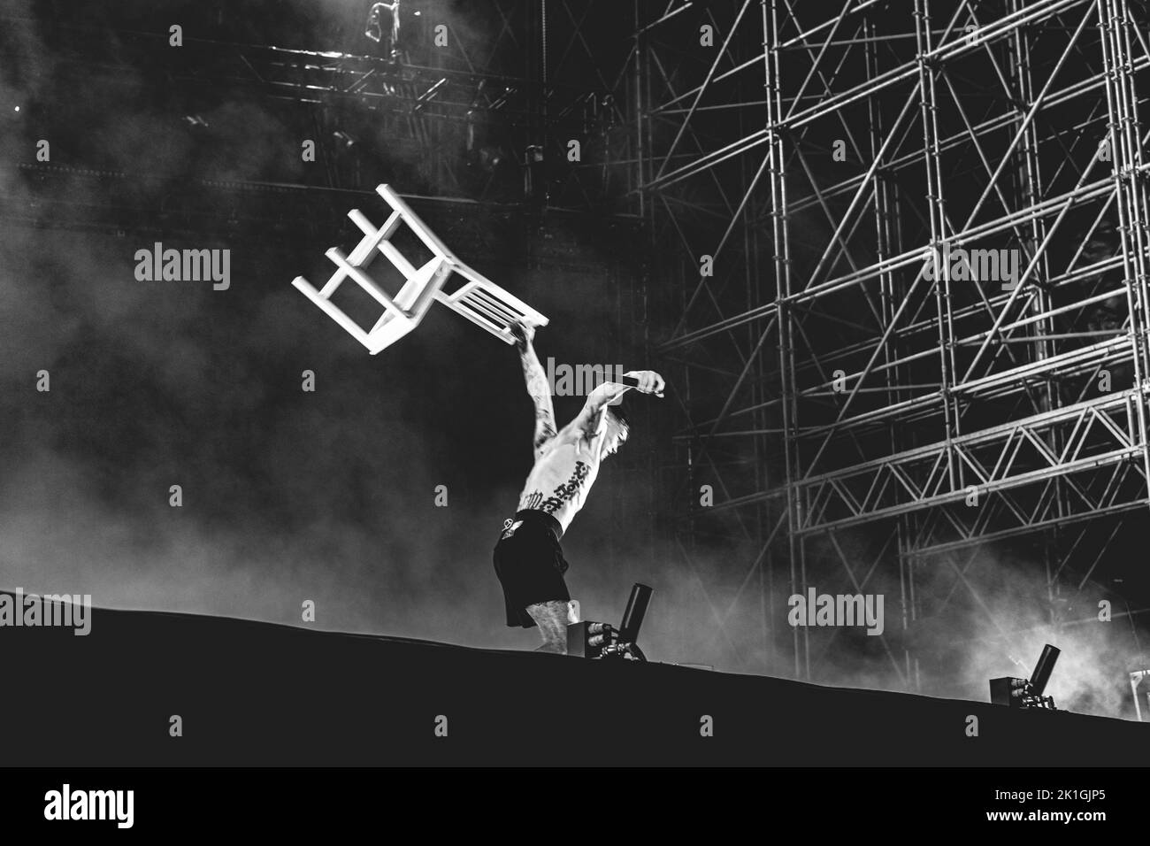 17/09/2022 - Italian rapper BLANCO performing live at Ippodromo SNAI in Milan, Italy. Stock Photo