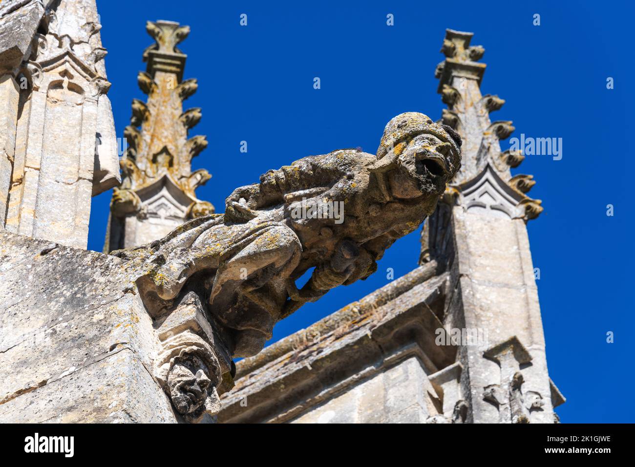 A Gargoyle on the exterior of Notre-Dame de l'Épine in the small village of L'epine in Marne, Grand Est France. Stock Photo