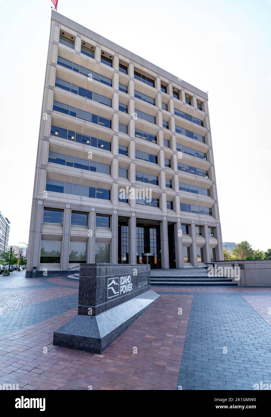 Unusual perspective of the Idaho Power building in Boise Stock Photo