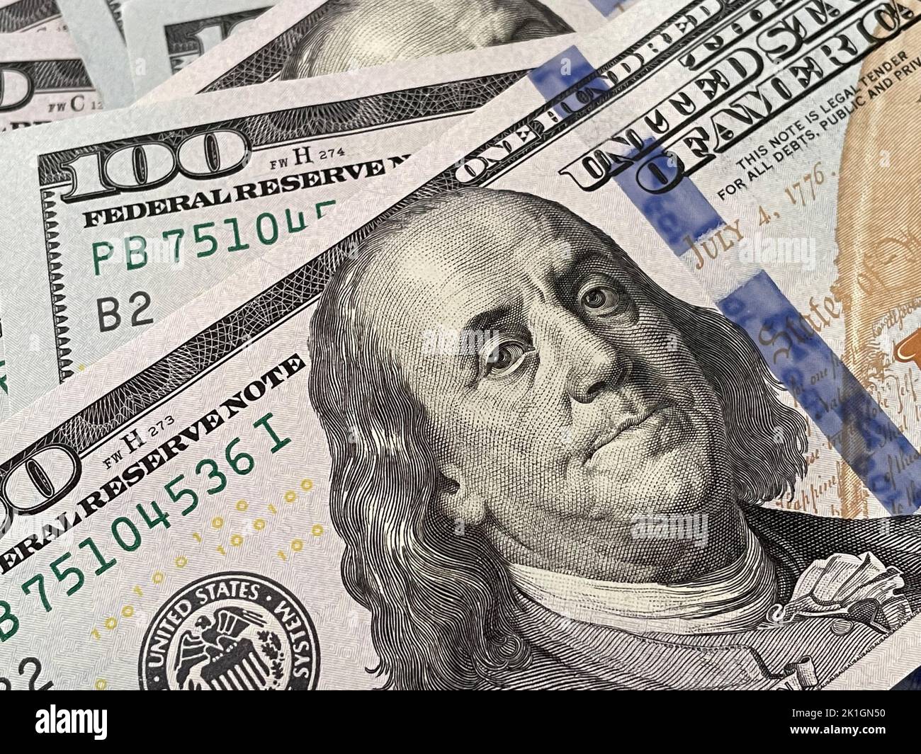 Hundred dollars banknotes. US dollars. Money concept Stock Photo