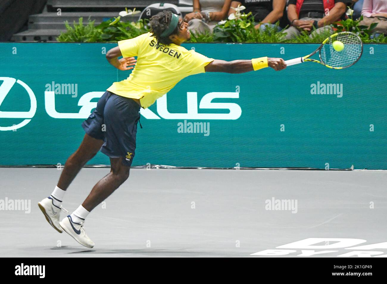 Elias Ymer (Sweden) against Italy. Davis Cup Finals, Group A (Bologna) Stock Photo