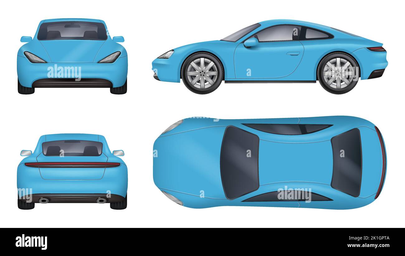 Sport cars. Realistic template of fast sport vehicles decent vector illustrations set isolated Stock Vector