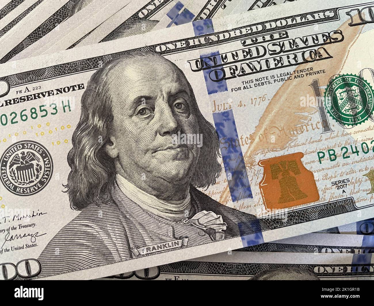 US dollars banknotes. Money concept. Hundred dollars Stock Photo