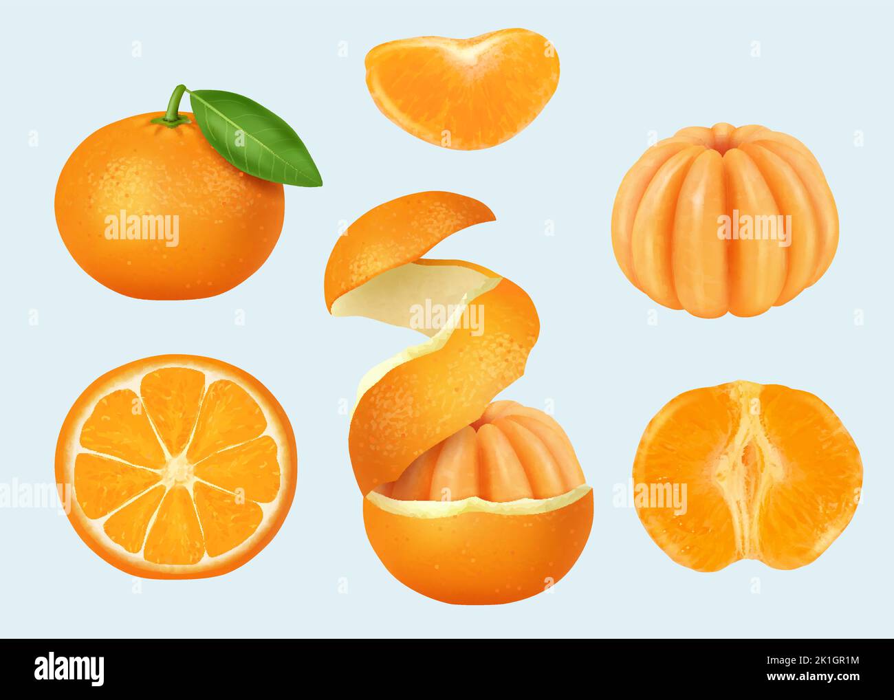 Sliced mandarin. Orange pieces healthy product peeled mandarin decent
