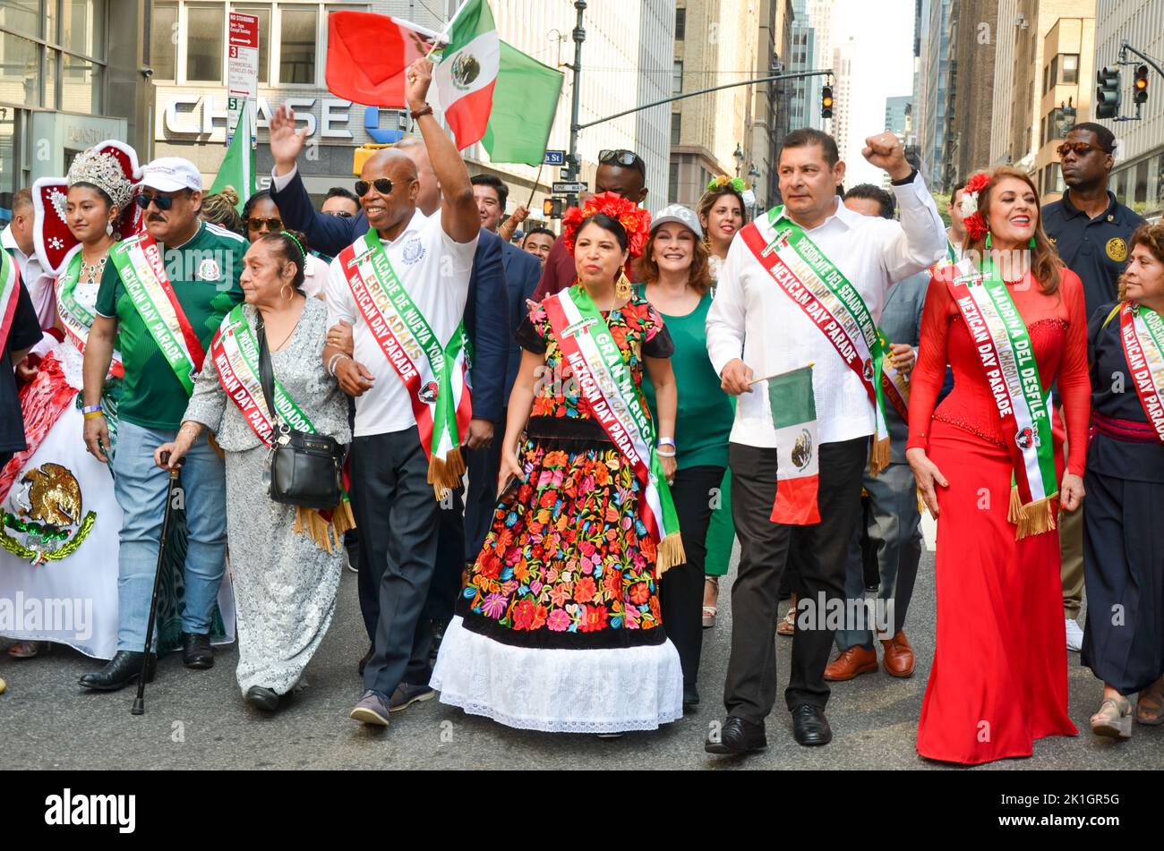 NYC Mayor Eric Adams (D) is marching during the annual Mexican Day