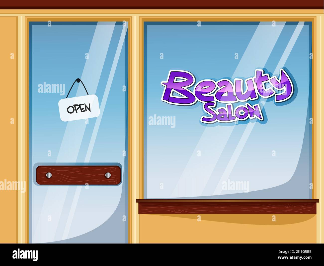 Beauty Salon Business Window Entrance Background. Vector Illustration Stock Vector Image & Art