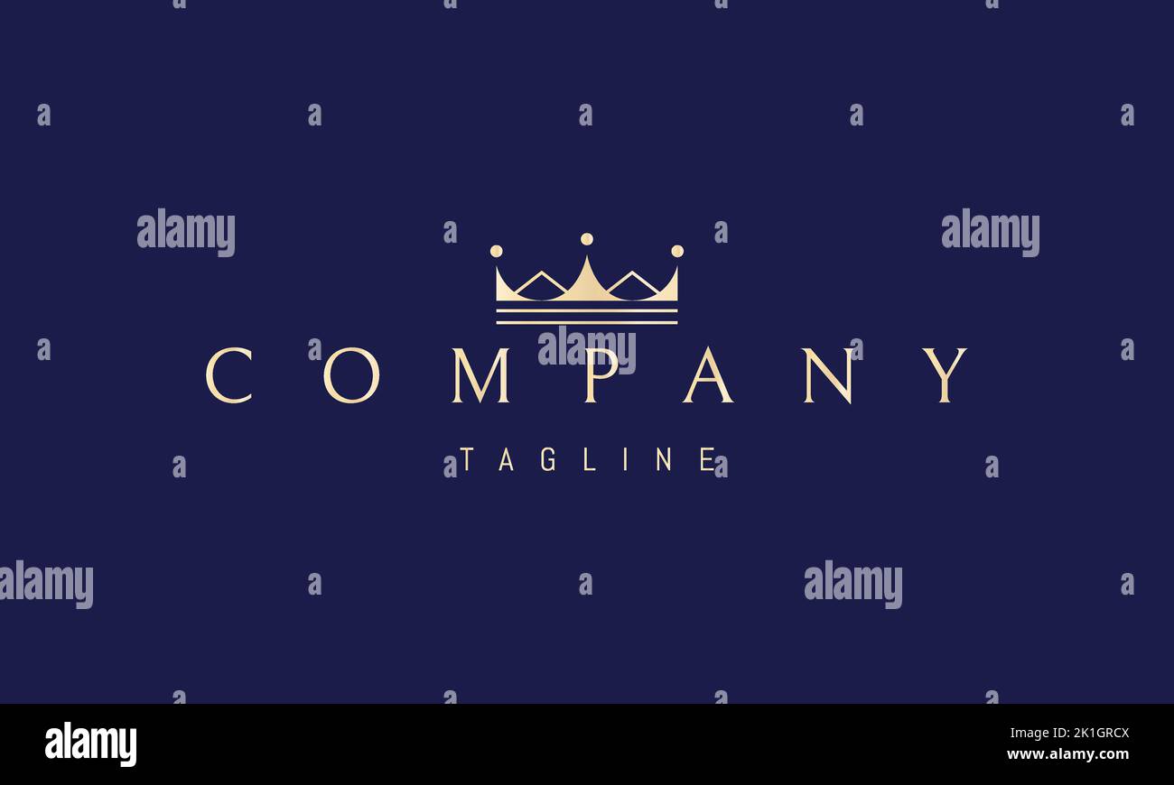Vector golden logo on which an abstract image of the royal crown in a ...