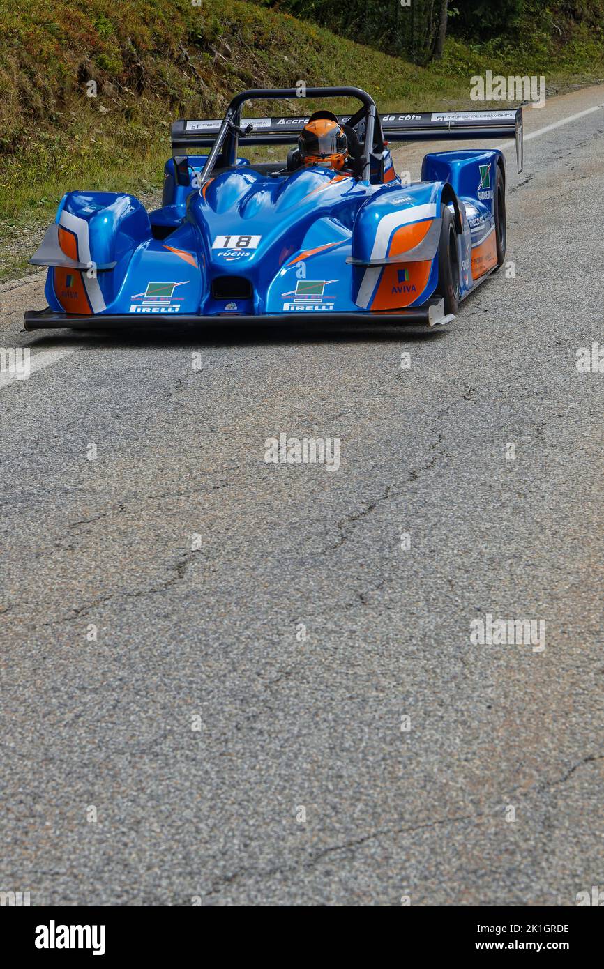 CHAMROUSSE, FRANCE, August 20, 2022 : Racing car during uphill Chamrousse race. Hillclimbing is a branch of motorsport in which drivers compete agains Stock Photo