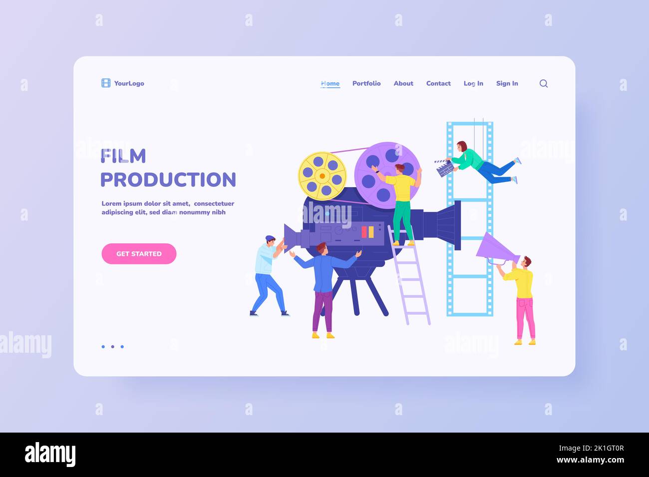 Filming landing. Creative people making film, cinema production process