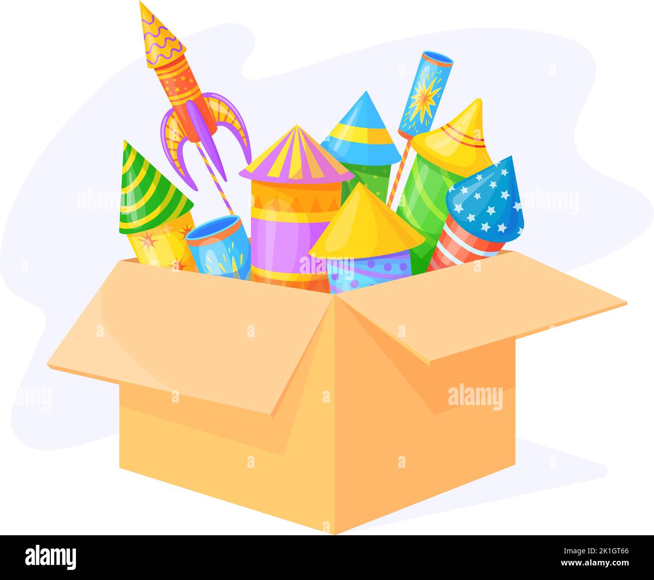 Cartoon firework box fireworks pyrotechnic thing for christmas party