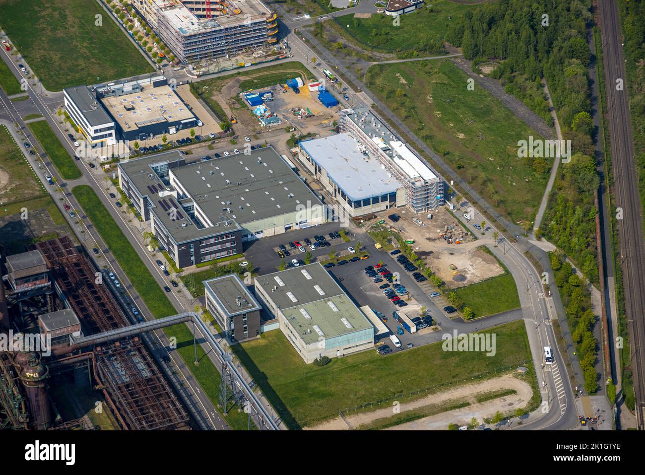Aerial view of PHOENIX West , former steel plant Phoenix, ZfP Center