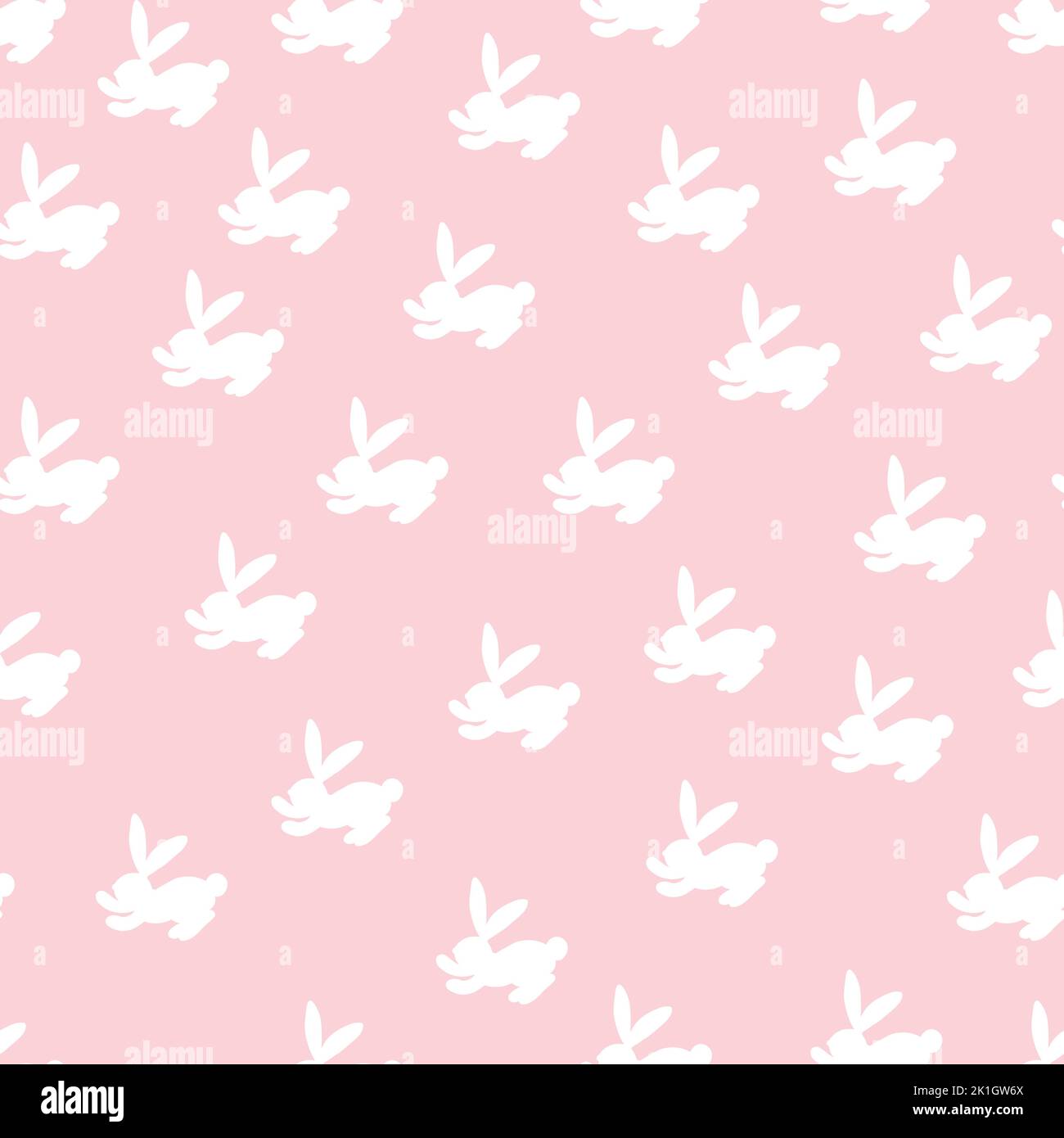 Seamless pattern with white silhouette Easter rabbits on pink ...