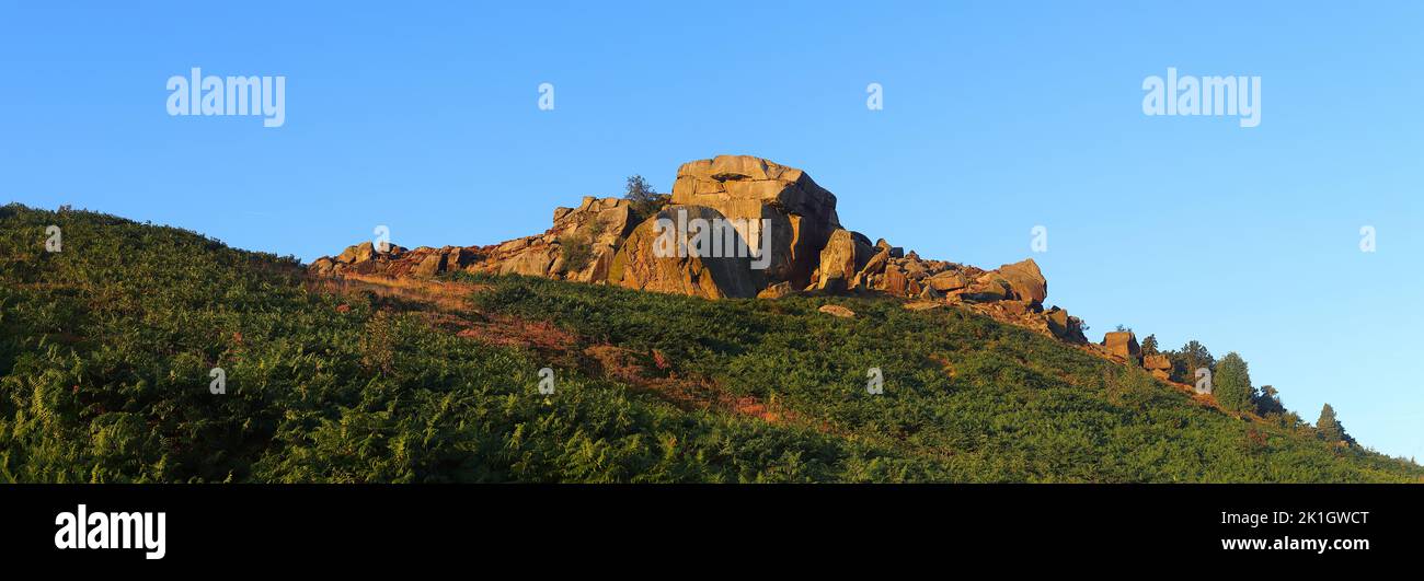 Cow & Calf Rocks on Ilkley Moor in West Yorkshire Stock Photo