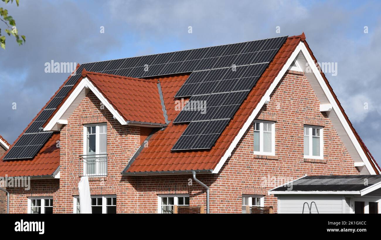 solar panels on a roof Stock Photo
