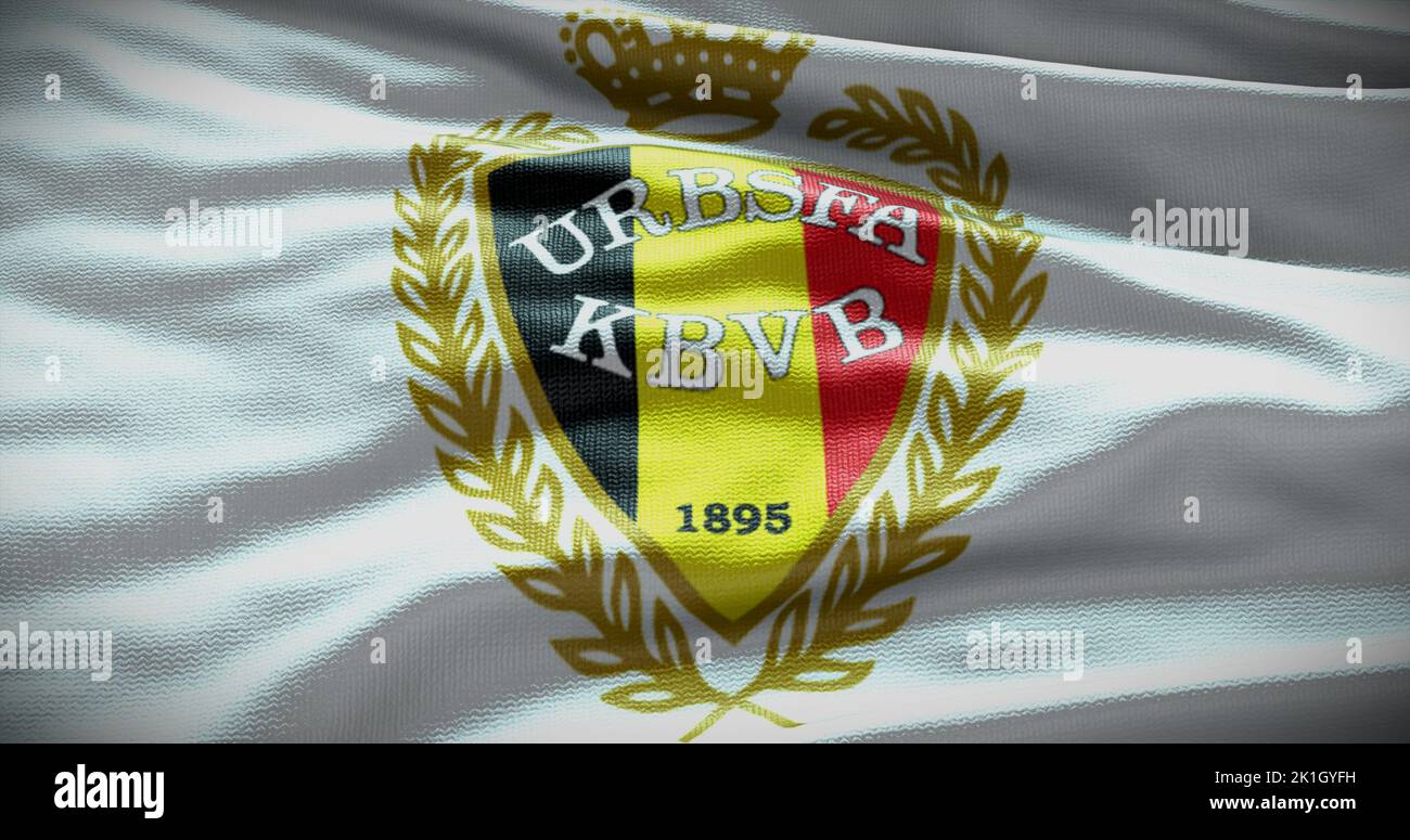 Barcelona, Spain - 17 September 2022: Belgium FC football club, soccer team logo. 3D illustration, Illustrative Editorial. Stock Photo
