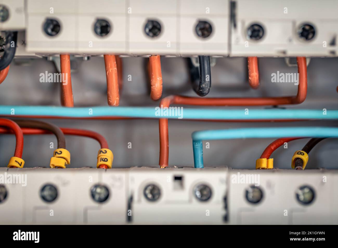 Electrical panel with fuses and contactors, closeup Stock Photo Alamy