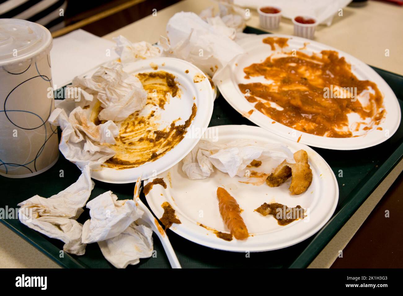 Fast food mess after consumption. Stock Photo