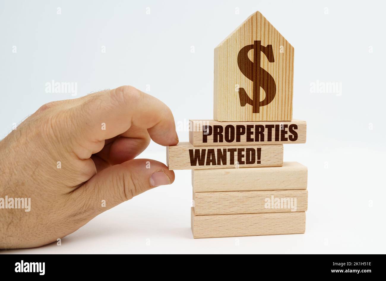 Real estate and business. On wooden blocks with the inscription