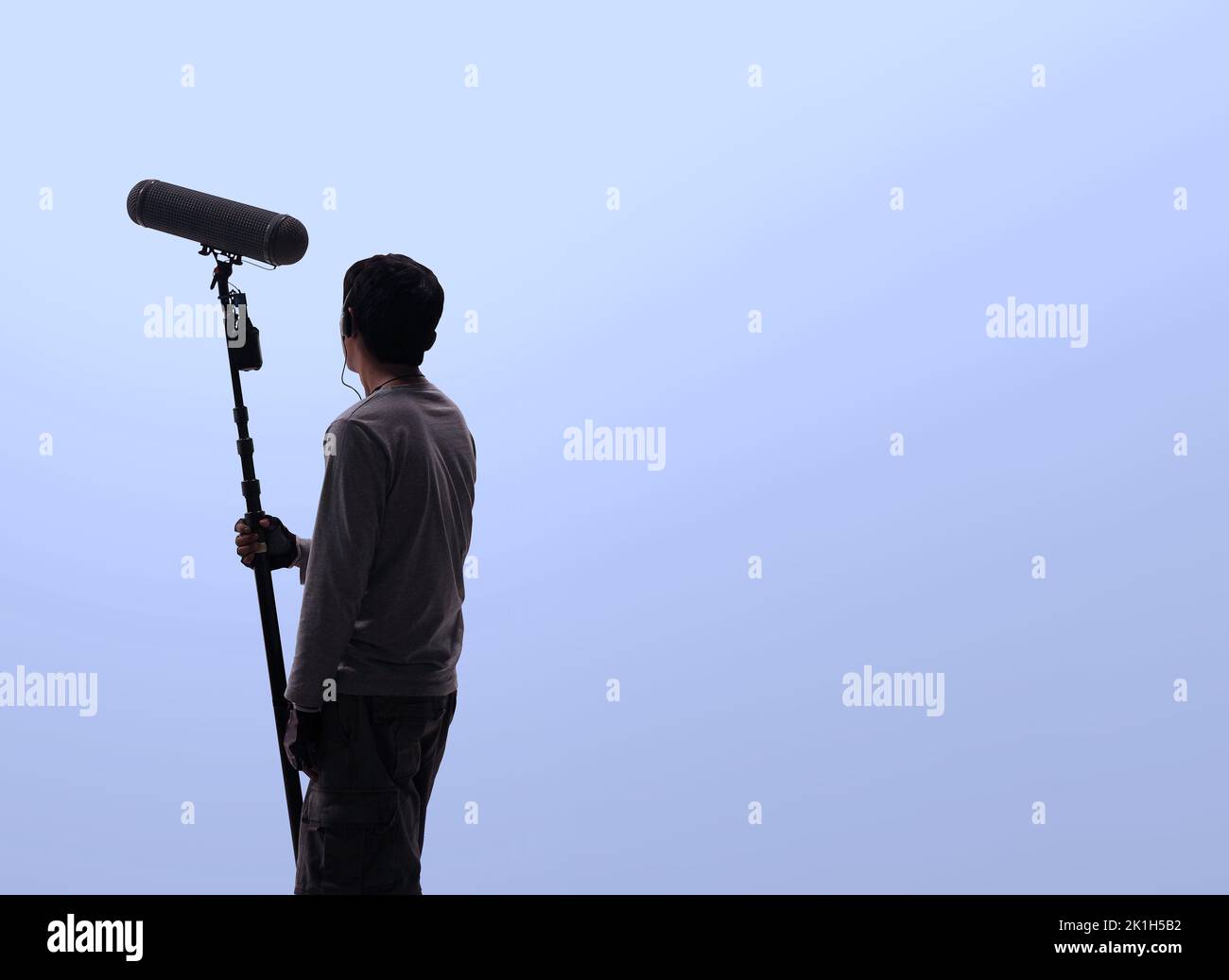 Boom Microphone for sound recording in film industry. Sound boom