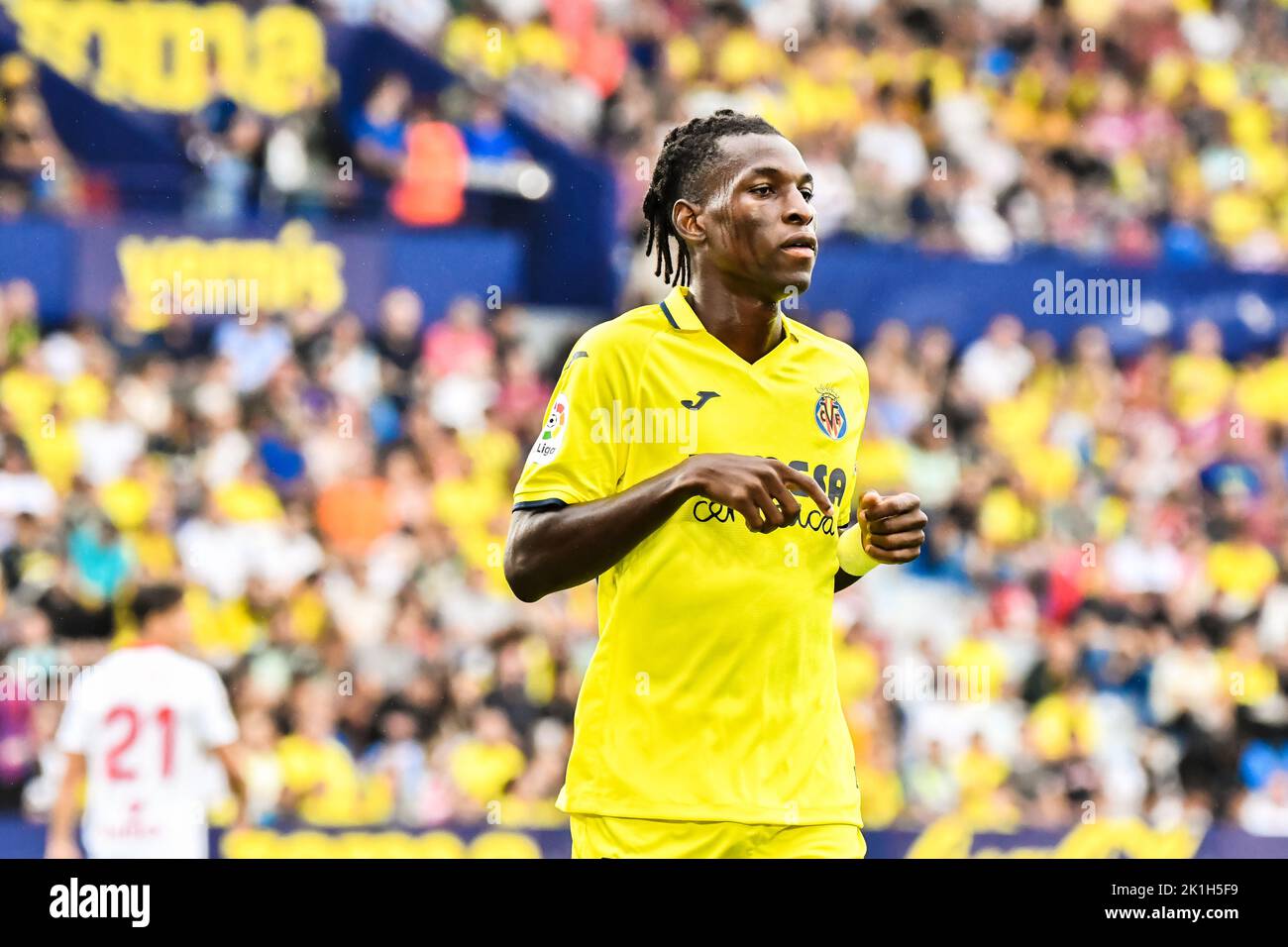 Valencia, Spain. 18th Sep, 2022. VALENCIA, SPAIN - SEPTEMBER 18: Nicolas Jackson of Villarreal CF during the match between Villarreal CF and Sevilla CF of La Liga Santander on September 18, 2022 at Ciutat de Valencia in Valencia, Spain. (Photo by Samuel Carreño/ PxImages) Credit: Px Images/Alamy Live News Stock Photo