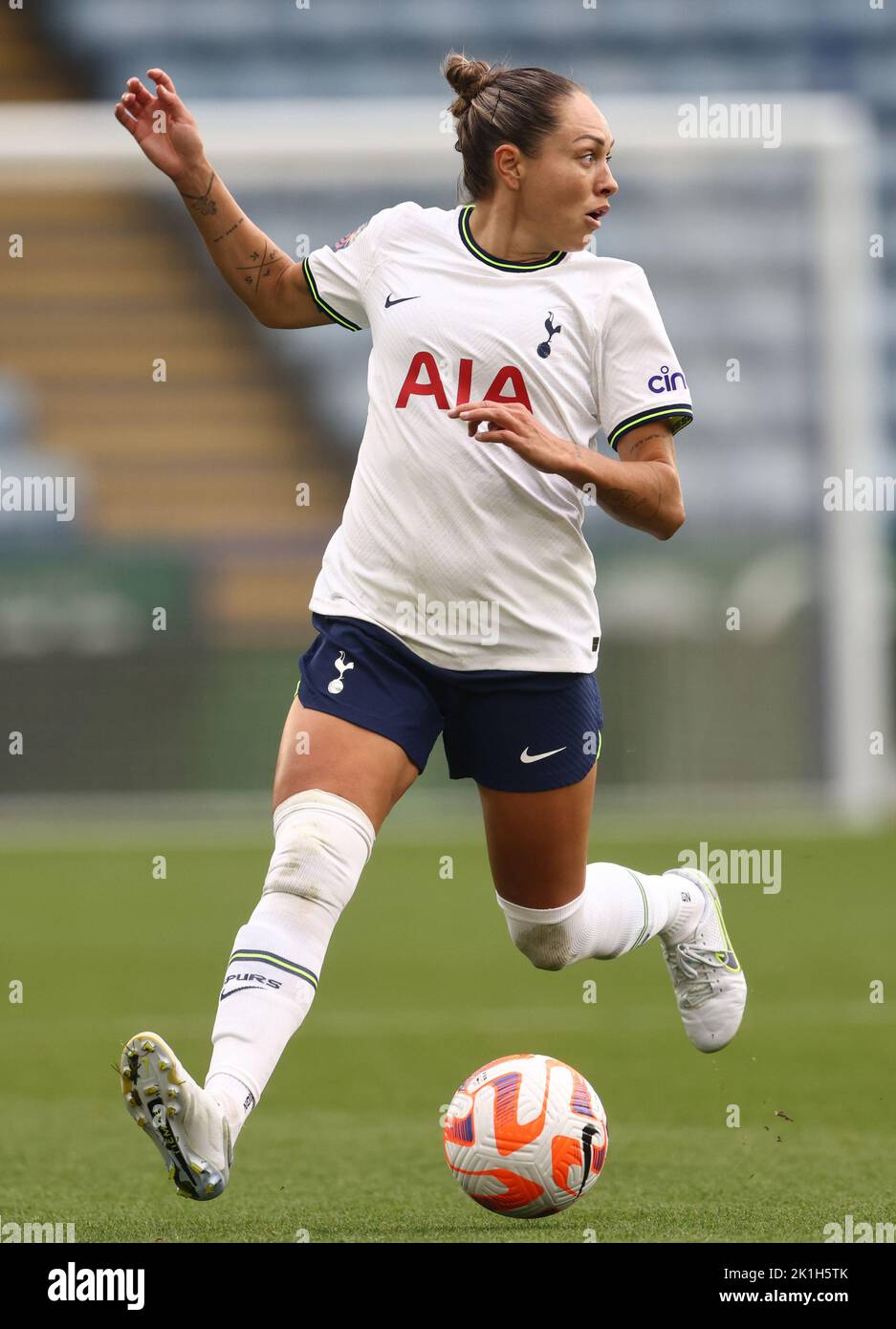 Leicester, UK. 18th September 2022.  Kyah Simon of Tottenham Hotspur during the The FA Women's Super League match at the King Power Stadium, Leicester. Picture credit should read: Darren Staples / Sportimage Credit: Sportimage/Alamy Live News Stock Photo