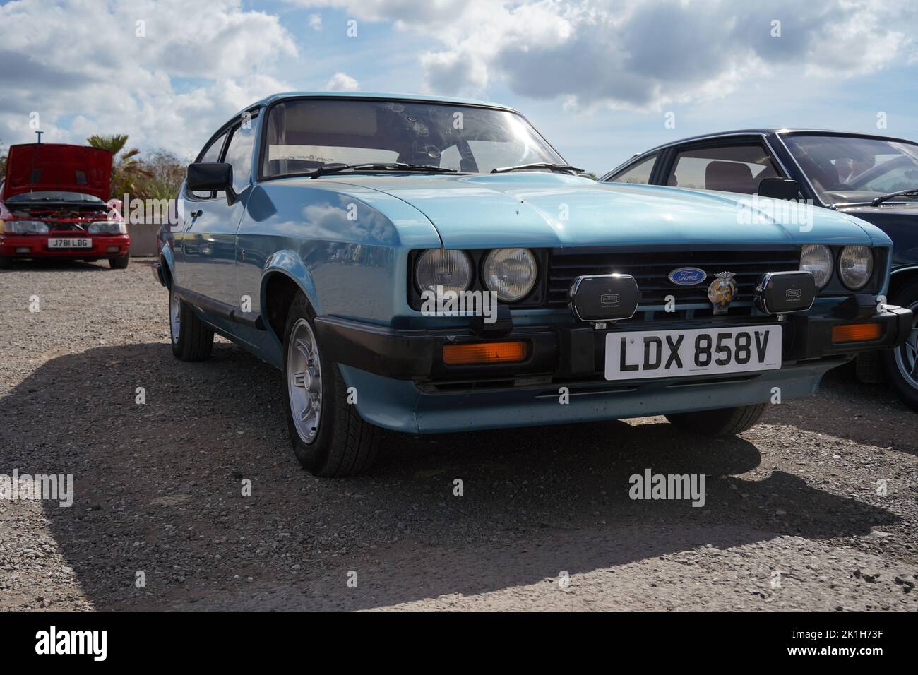 Exeter, UK-August 2022: Close up of a Ford Capri Ghia from May 1980 Stock Photo