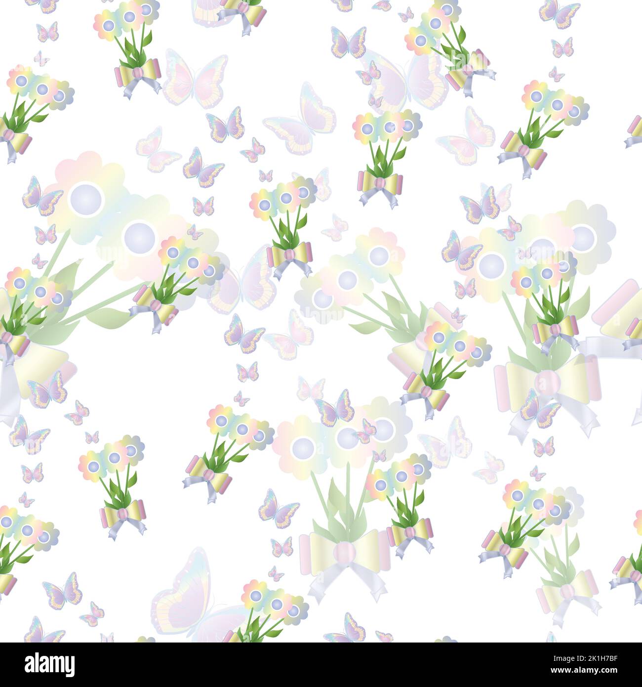 spring theme - seamless pattern vector with daisy flowers and ...