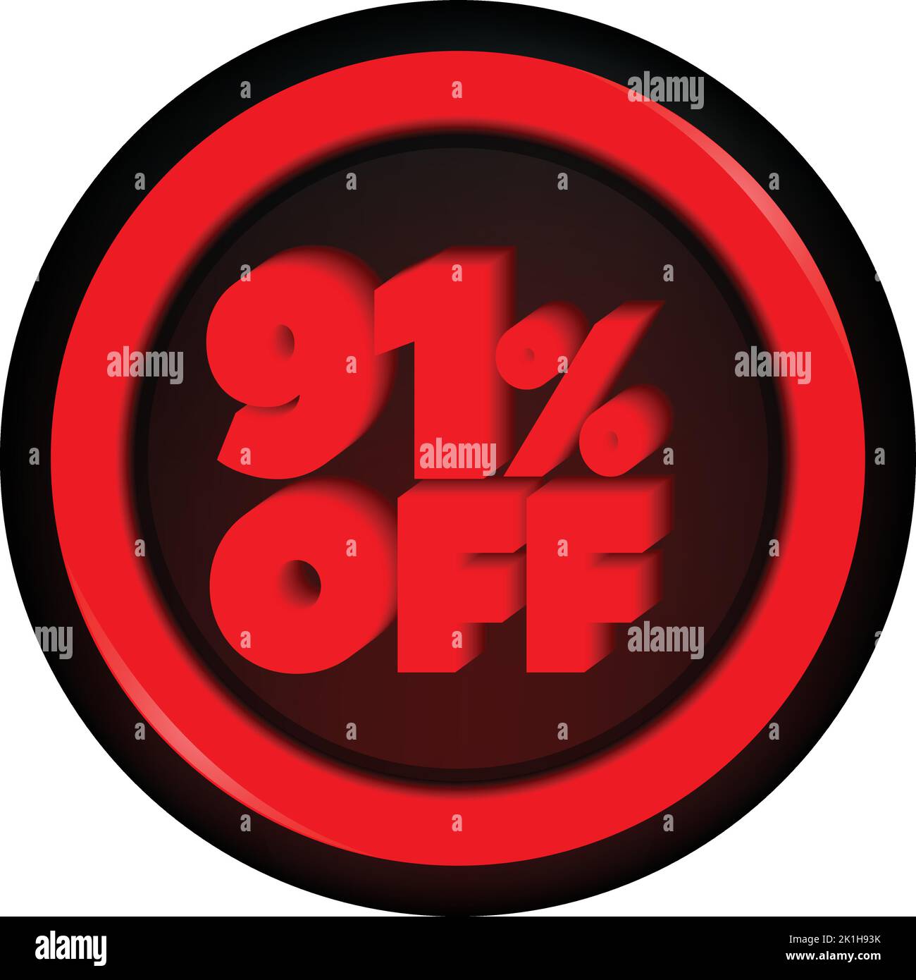 TAG 91 PERCENT DISCOUNT BUTTON BLACK FRIDAY PROMOTION FOR BIG SALES Stock Vector