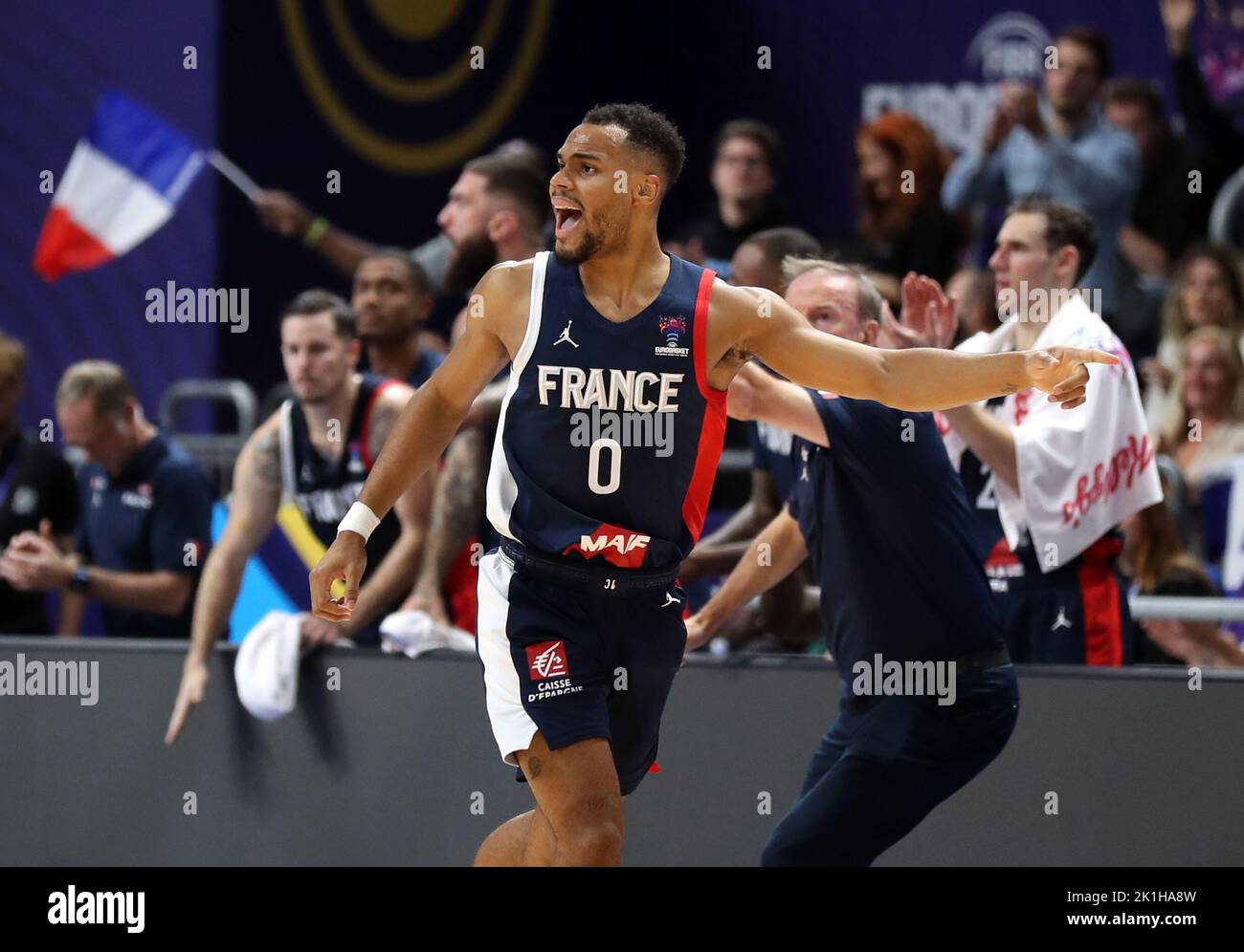 Elie Okobo 0 of France Spain vs France FIBA EuroBasket 2022  Gold medal match final match 18.09.2022 Mercedes Benz Arena Berlin © diebilderwelt / Alamy Stock Stock Photo