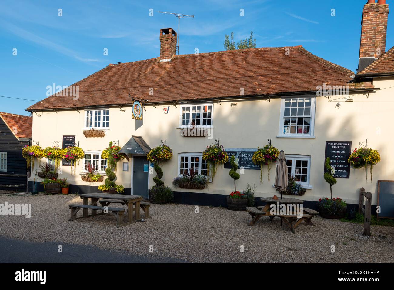 The Foresters Arms Inn public house in the downland village of Graffham, West Sussex, England, UK Stock Photo