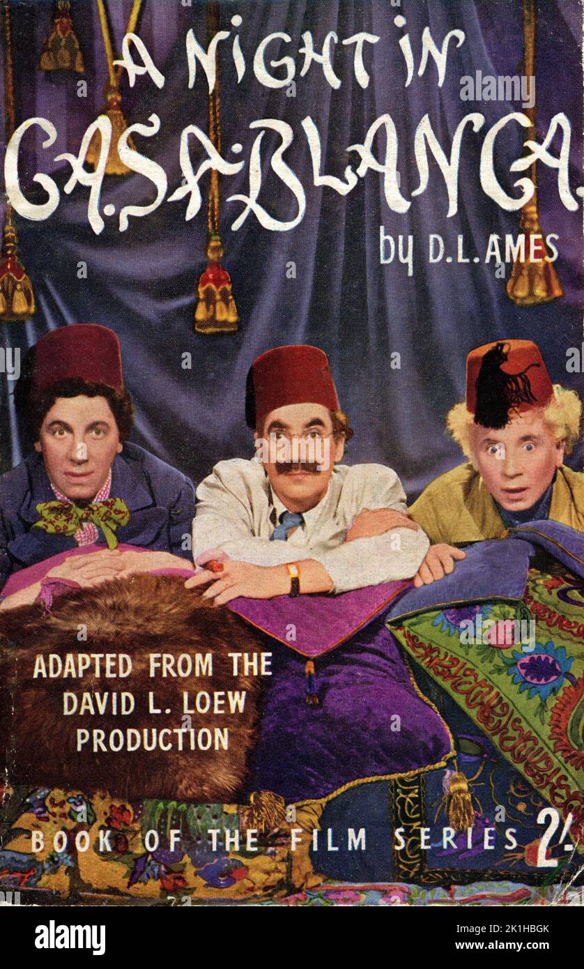 Front Cover of British Book of the Film for THE MARX BROTHERS GROUCHO CHICO and HARPO in A NIGHT IN CASABLANCA 1946 director ARCHIE MAYO producer David L. Loew Loma Vista Productions / United Artists Stock Photo