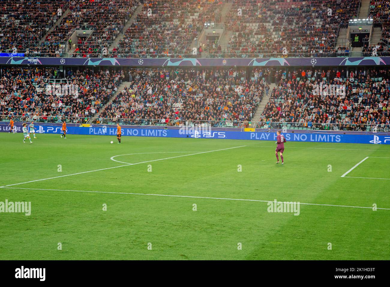 Warsaw, Poland - September 14, 2022: European and world football, Shakhtar Donetsk vs Celtic. Football players on the field Stock Photo