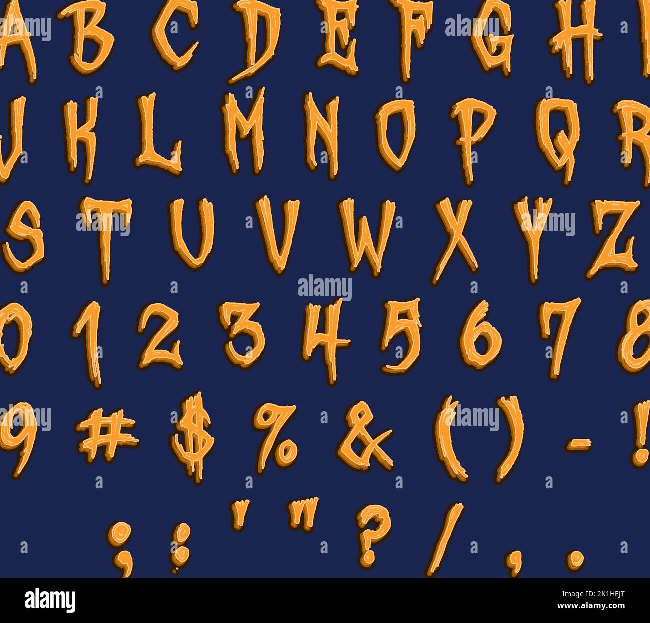 Halloween party letter effect alphabet design Stock Vector
