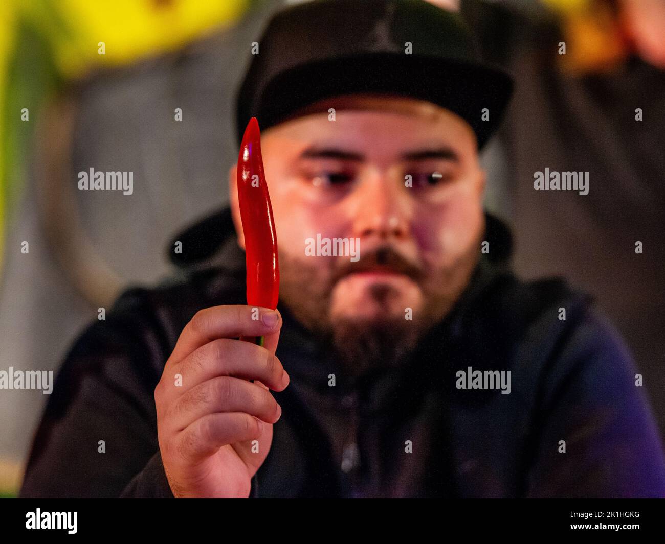 Eindhoven, Netherlands. 18th Sep, 2022. A participant shows the