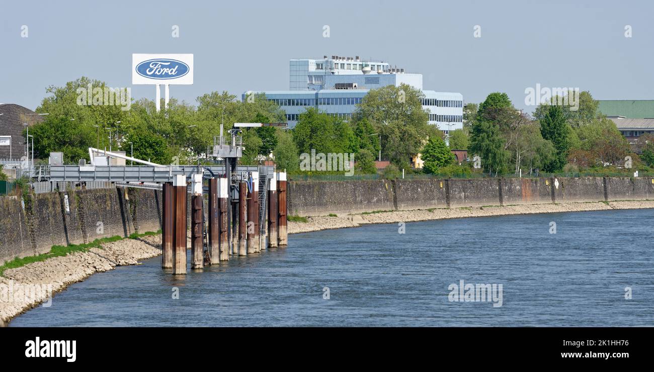 Cologne, Germany - May 03, 2022: the ford motor company on the rhine in cologne Stock Photo