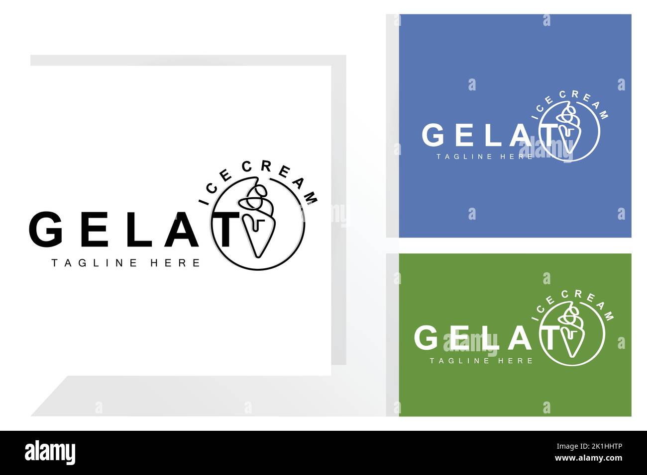 Ice Cream Gelato Logo Design, Sweet Soft Cold Food, Vector Brand