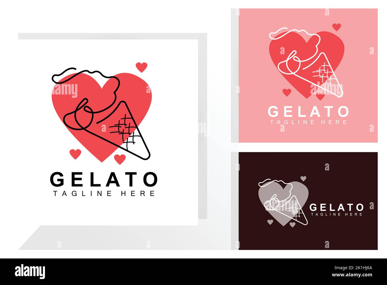 Ice Cream Gelato Logo Design, Sweet Soft Cold Food, Vector Brand Company Products Stock Vector