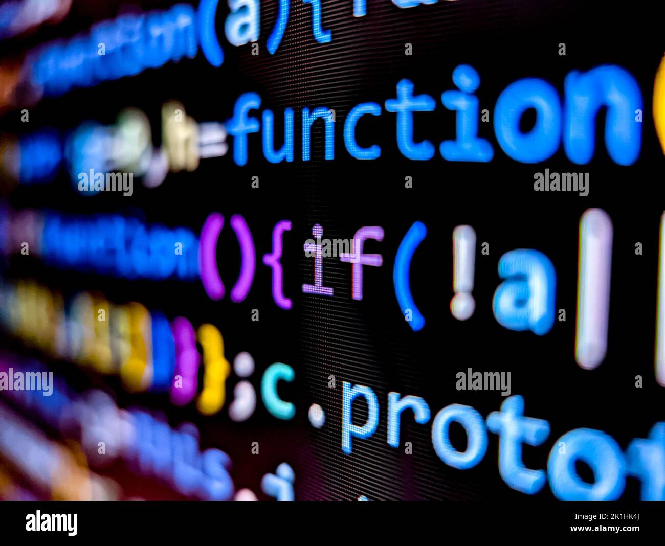 Blurry colorful code on screen hi-res stock photography and images - Alamy