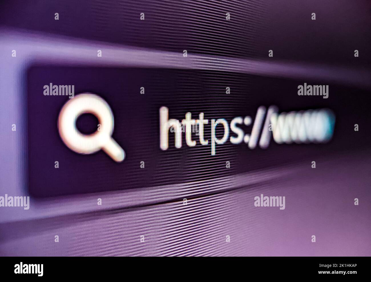 Pixelated closeup view of an internet browser address bar with https and search icon Stock Photo