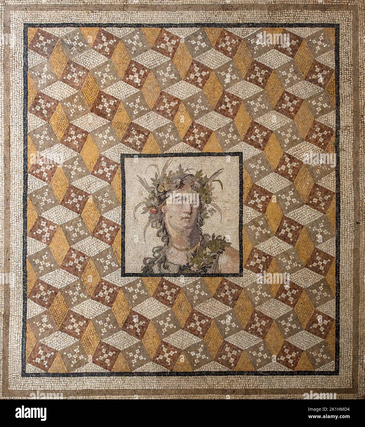Ancient Roman Mosaic floor panel from Daphne near Anitoch (modern Antakya, Turkey) in the Metropolitan Museum of Art (MET) NYC, USA Stock Photo