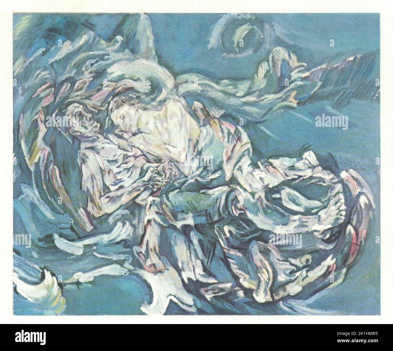 The Bride of the Wind (Die Windsbraut) (or The Tempest) is a 1913–1914 painting by Oskar Kokoschka. The oil on canvas work is housed in the Kunstmuseum Basel. Kokoschka's best known work, it is an allegorical picture featuring a self-portrait by the artist, lying alongside his lover Alma Mahler. Stock Photo